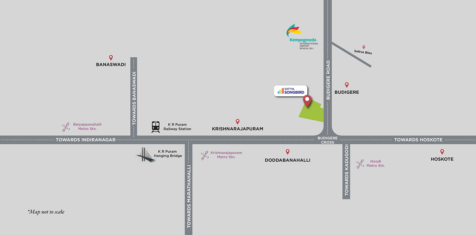 Sattva Songbird Phase 2 Location Map – Budigere Cross, Bangalore Airport